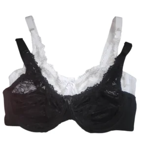 Kit 2 Sutiã Soutien Plus Size Lycra e Renda Sem Bojo Com Aro