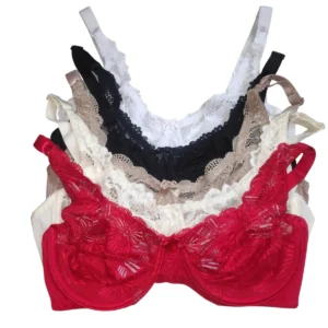 Kit 5 Sutiã Soutien Plus Size Lycra e Renda Sem Bojo Com Aro